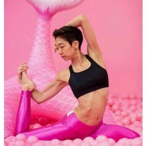 Sparkly pink and white leather SukiShufu leggings